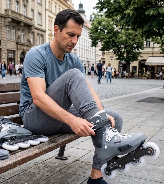Inline brusle pro širokou nohu a vysoký nárt